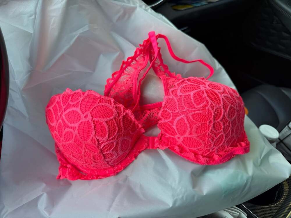 PINK Victoria's Secret Neon Pink Lace Push-Up Bra Size 36B